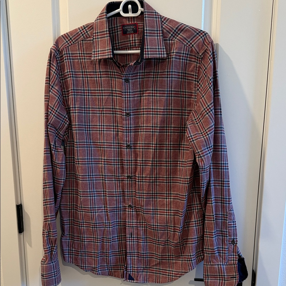 UNTUCKit Men's Plaid Shirt - Red and Blue